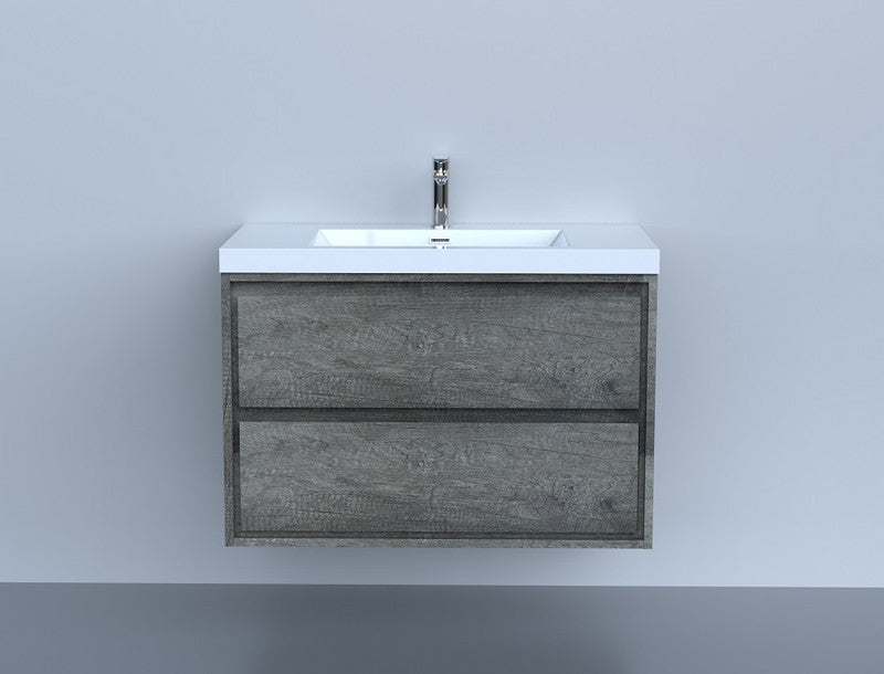 Sage 36" Wall Mounted Bathroom Vanity with Reinforced Acrylic Integrated Sink Top