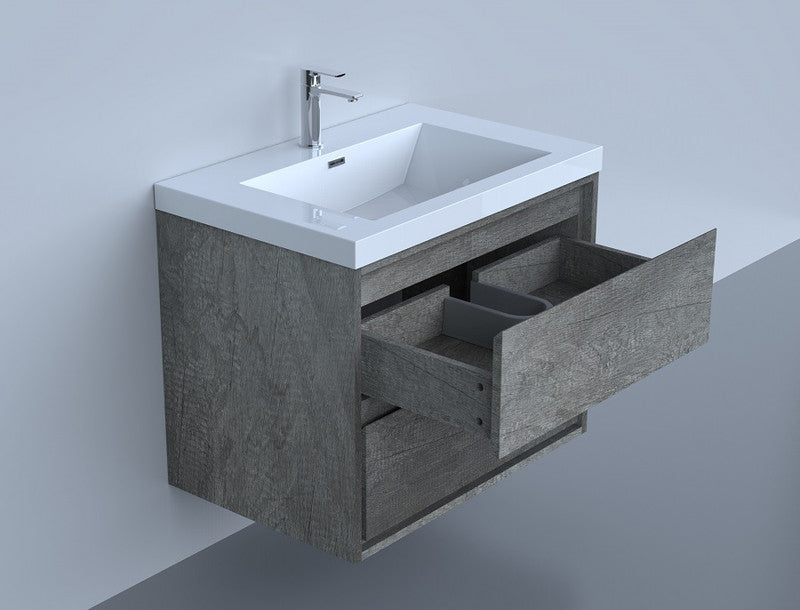 Sage 36" Wall Mounted Bathroom Vanity with Reinforced Acrylic Integrated Sink Top