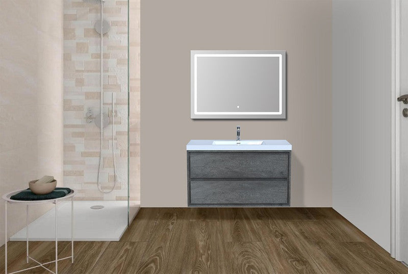 Sage 42" Wall Mounted Bathroom Vanity with Reinforced Acrylic Integrated Sink Top