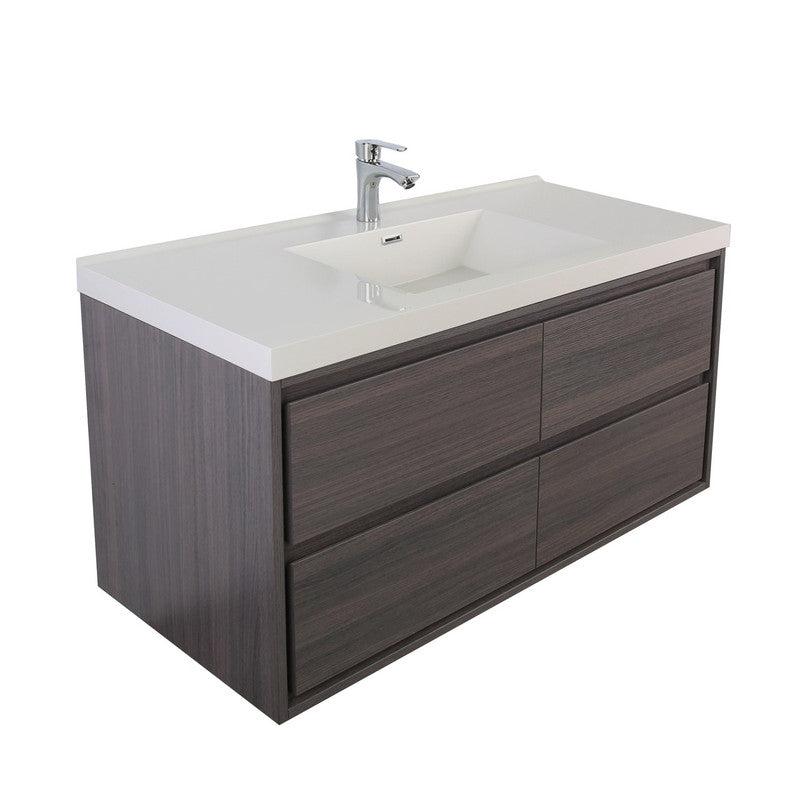 Sage 48" Wall Mounted Bathroom Vanity with Reinforced Acrylic Integrated Sink Top