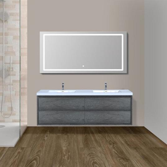 Sage 84" Wall Mounted Bathroom Vanity with Reinforced Acrylic Integrated Sink Top