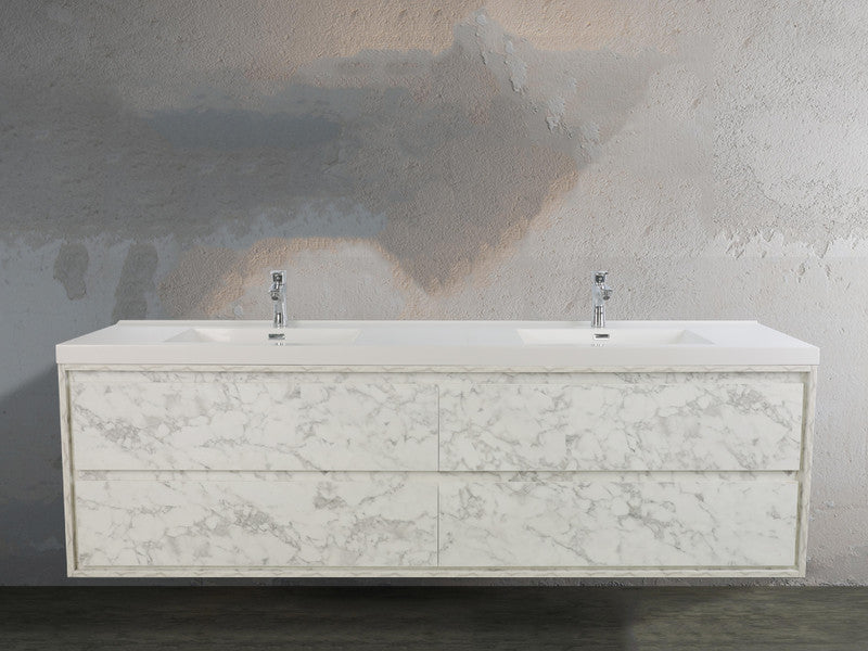 Sage 84" Wall Mounted Bathroom Vanity with Reinforced Acrylic Integrated Sink Top