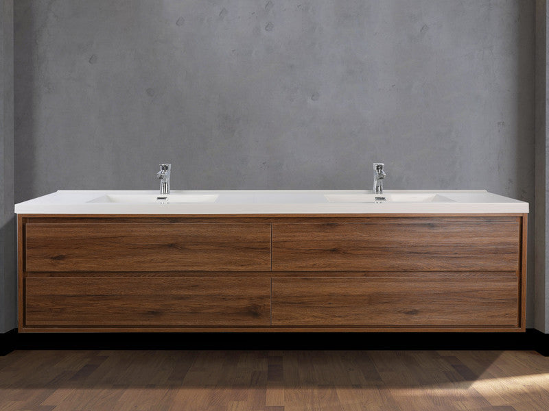 Sage 84" Wall Mounted Bathroom Vanity with Reinforced Acrylic Integrated Sink Top