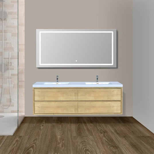 Sage 84" Wall Mounted Bathroom Vanity with Reinforced Acrylic Integrated Sink Top