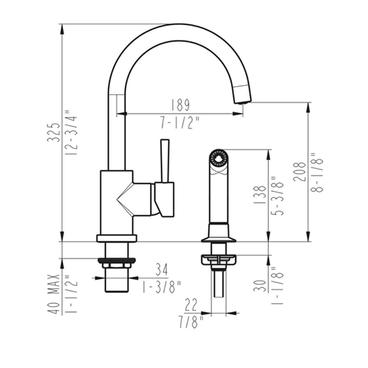 Allegra Kitchen Faucet with Side Sprayer