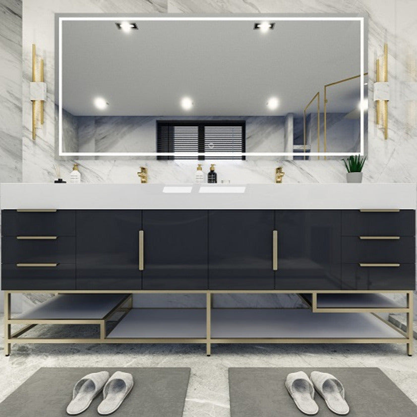 Bethany 84" Freestanding Bathroom Vanity with Reinforced Acrylic Integrated Sink Top