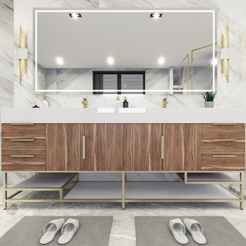 Bethany 84" Freestanding Bathroom Vanity with Reinforced Acrylic Integrated Sink Top