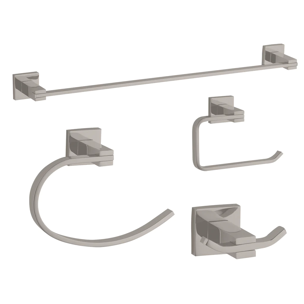 Nova 4-Piece Bathroom Hardware Accessory Set With 24" Towel Bar