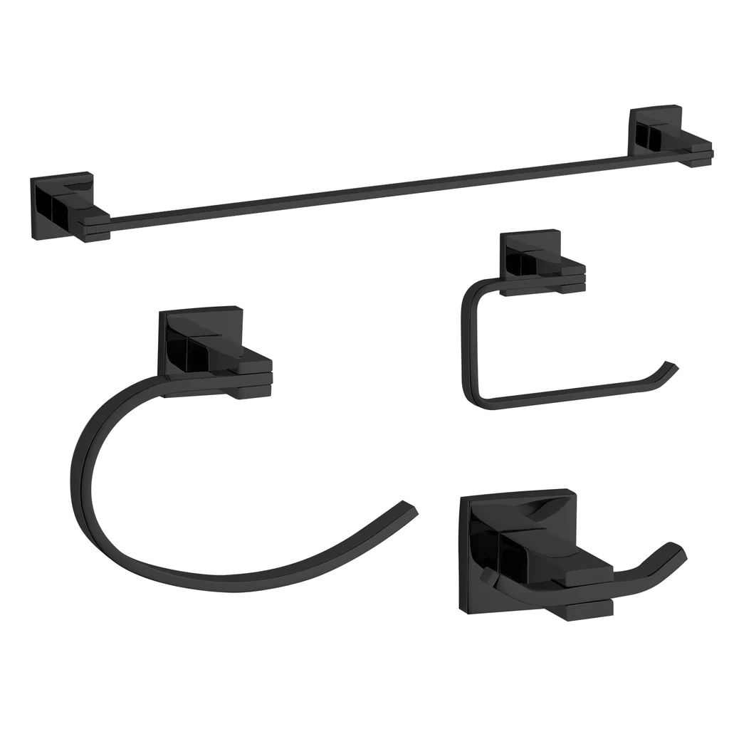 Nova 4-Piece Bathroom Hardware Accessory Set With 24" Towel Bar
