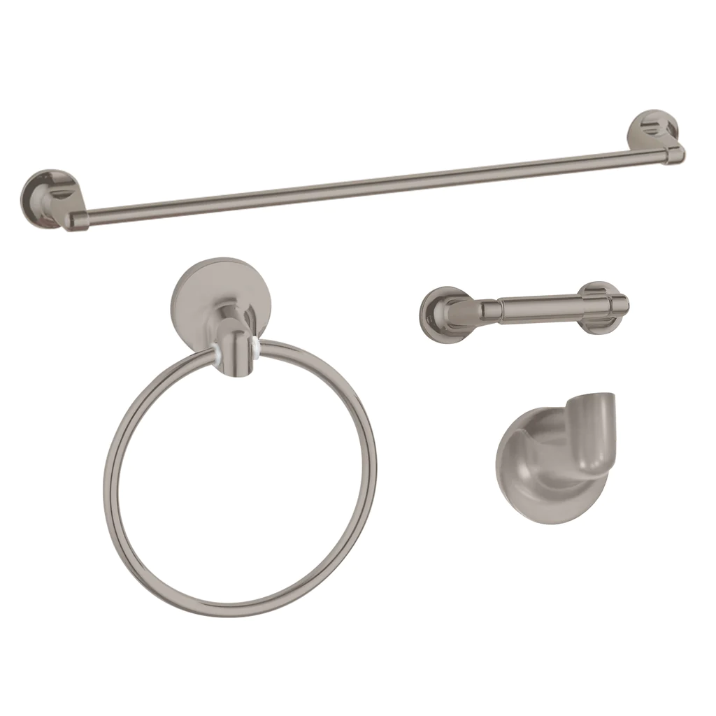 Ocean 4-Piece Bathroom Hardware Accessory Set With 24" Towel Bar