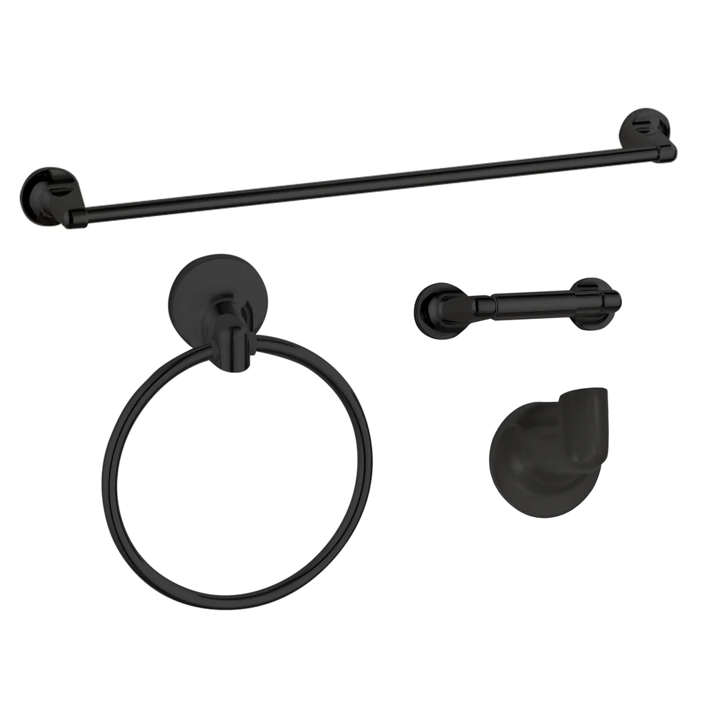 Ocean 4-Piece Bathroom Hardware Accessory Set With 24" Towel Bar