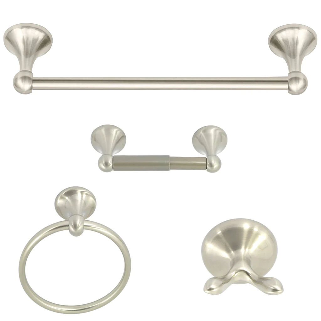 Vista 4-Piece Bathroom Hardware Accessory Set With 24" Towel Bar