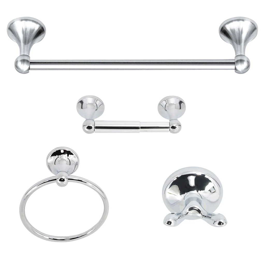 Vista 4-Piece Bathroom Hardware Accessory Set With 24" Towel Bar
