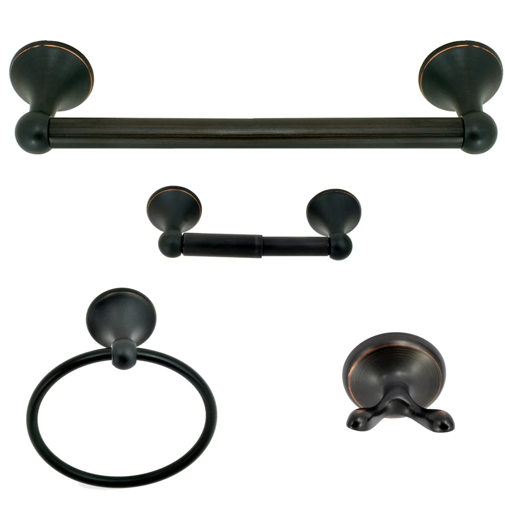 Vista 4-Piece Bathroom Hardware Accessory Set With 24" Towel Bar