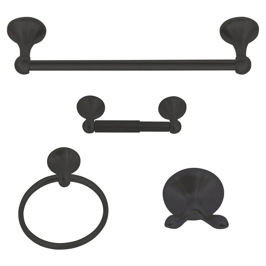 Vista 4-Piece Bathroom Hardware Accessory Set With 24" Towel Bar