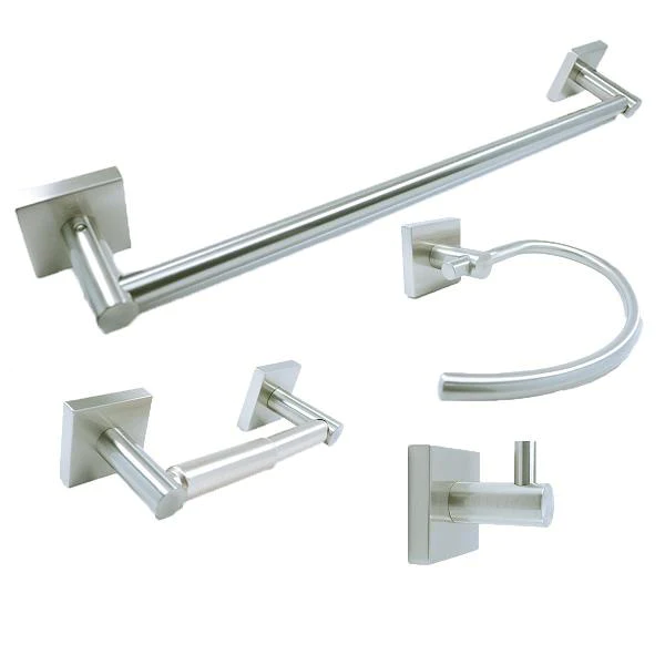 Pamex Vina 4-Piece Bathroom Hardware Accessory Set With 24" Towel Bar