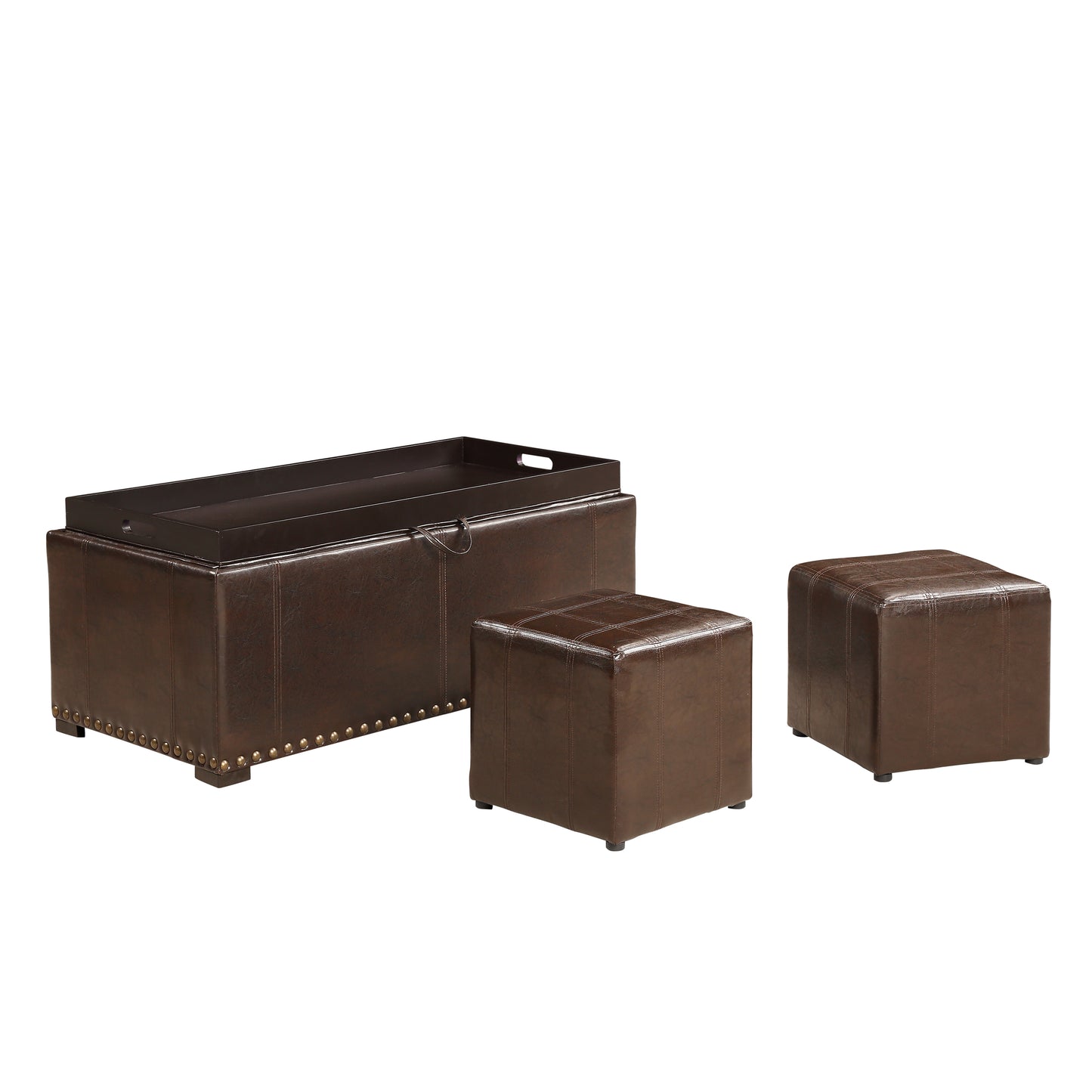 SB-008 Large Storage Ottoman 2 Small Ottomans Included