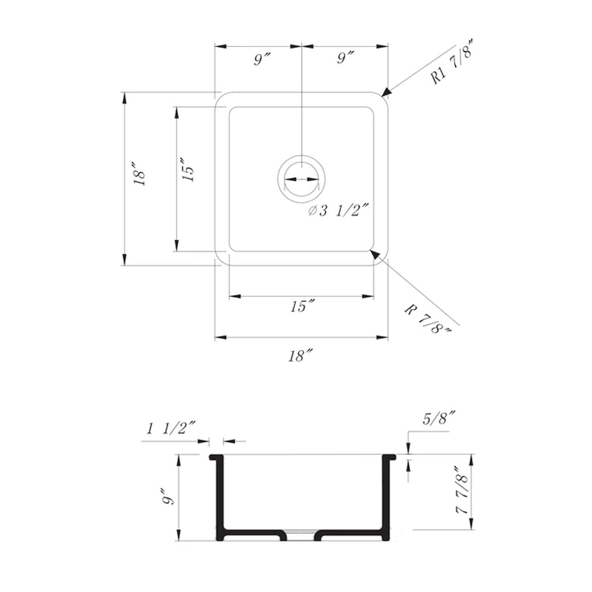 Mose 18" Fireclay Undermount Bar Sink