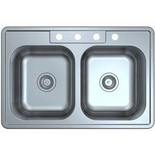 Lester 33" Stainless Steel Top Mount Double Basin Kitchen Sink