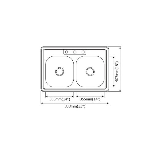 Lester 33" Stainless Steel Top Mount Double Basin Kitchen Sink