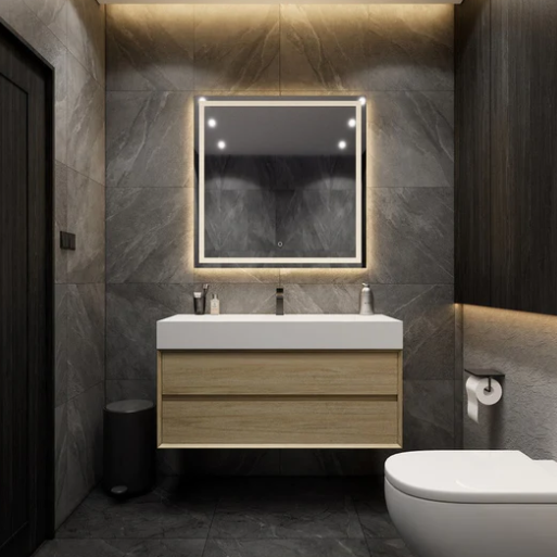 Max 48" Wall Mounted Bathroom Vanity with Reinforced Acrylic Integrated Sink Top
