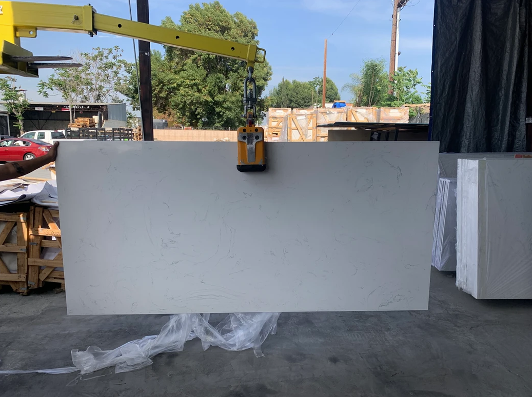 White Carrara Engineered Marble Slab