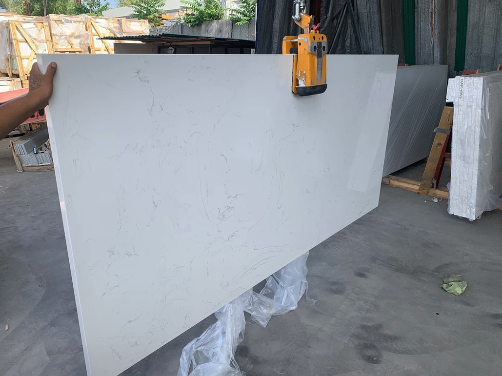 White Carrara Engineered Marble Slab