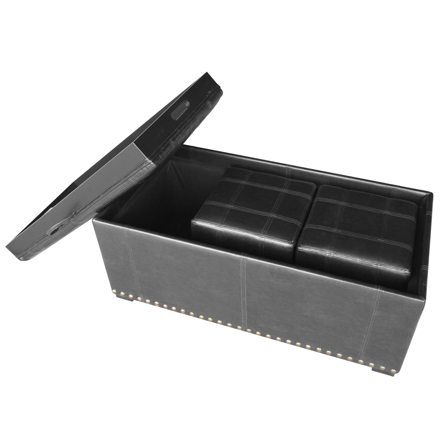 SB-008 Large Storage Ottoman 2 Small Ottomans Included