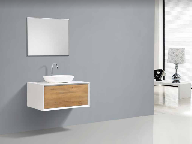 Fiona 36" Wall Mounted Bathroom Vanity with Solid Surface Top and Ceramic Vessel Sink