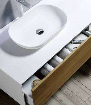 Fiona 63" Wall Mounted Bathroom Vanity with Solid Surface Top and Ceramic Vessel Sinks