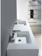 Floy 72" Wall Mounted Bathroom Vanity with Solid Surface Integrated Sink Top