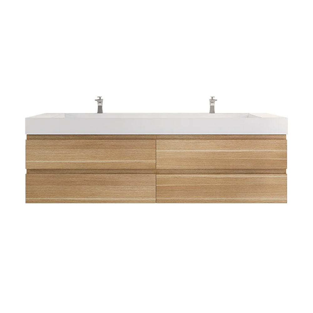 Monterey 84" Wall Mounted Bathroom Vanity with Reinforced Acrylic Integrated Sink Top