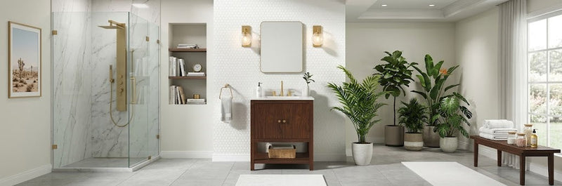 A 30-inch freestanding bathroom vanity featuring a pure white quartz countertop and a vitreous china undermount sink.