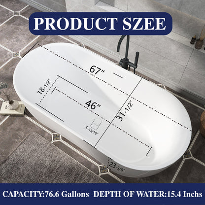 Freestanding Bathtub – Glossy White – Talia