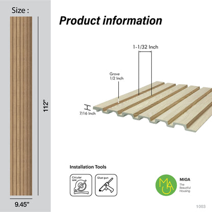 White Oak Large Slatted Polypropylene Interior Decorative Wall Panel