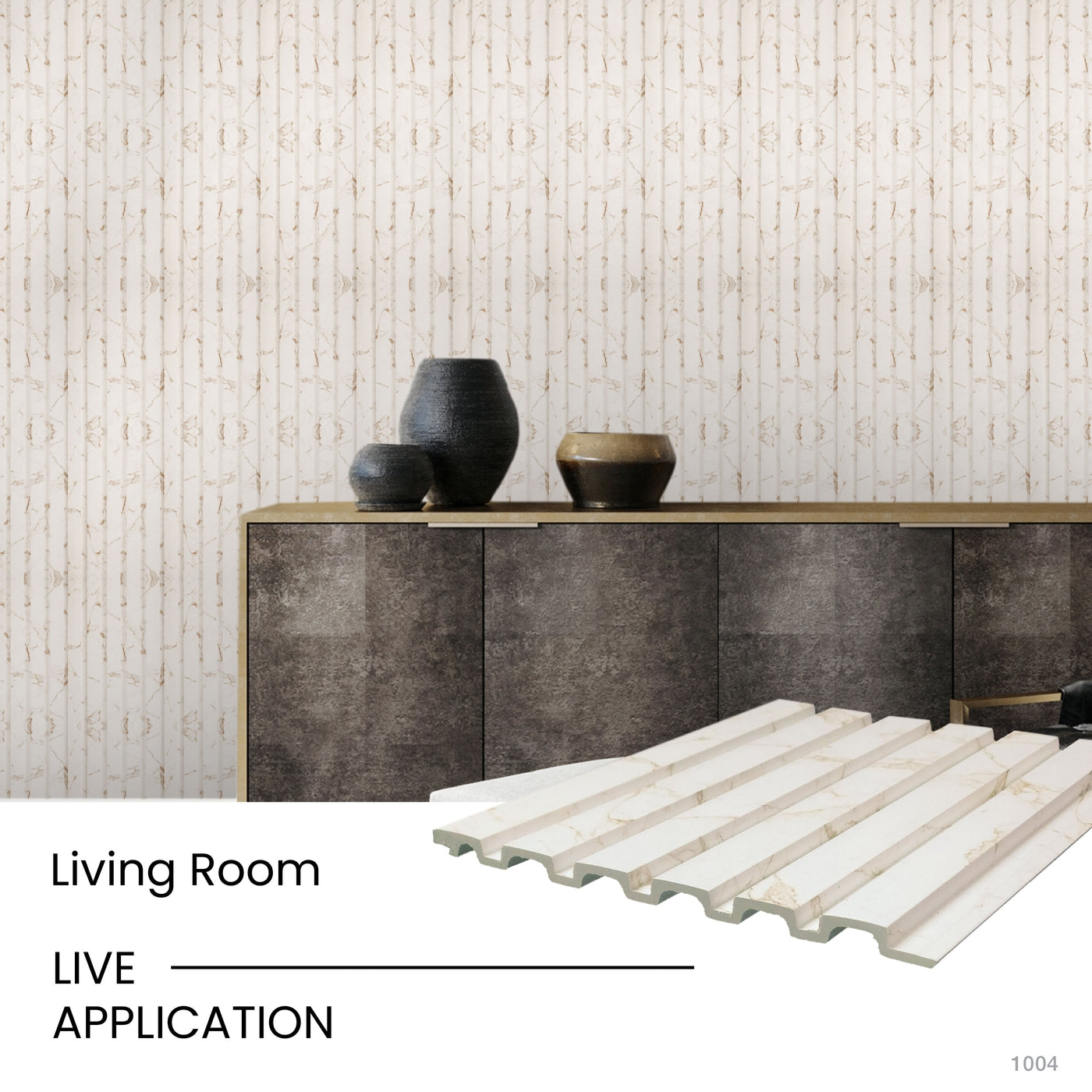 Gilded Vein Large Slatted Polypropylene Interior Decorative Wall Panel