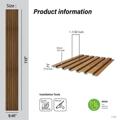 Golden Oak Large Slatted Polypropylene Interior Decorative Wall Panel