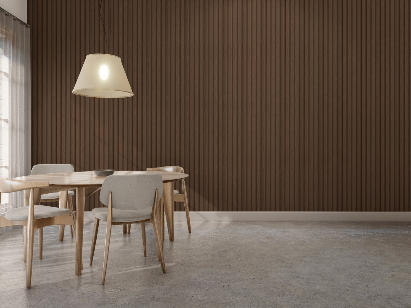 Walnut Large Slatted Polypropylene Interior Decorative Wall Panel
