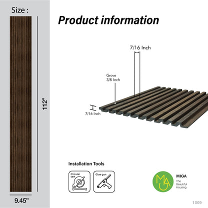 Dark Oak Medium Slatted Polypropylene Interior Decorative Wall Panel