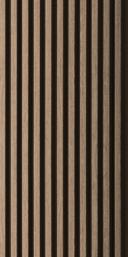 Light Oak Two-Tone Medium Slatted Polypropylene Interior Decorative Wall Panel