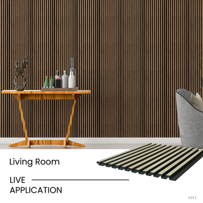 Yellow Oak Two-Tone Medium Slatted Polypropylene Interior Decorative Wall Panel