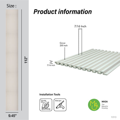 Creamy White Medium Slatted Polypropylene Interior Decorative Wall Panel