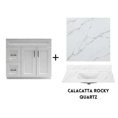 RTA White Shaker 36" Freestanding Bathroom Vanity Combo Base with Optional Quartz or Ceramic Countertop