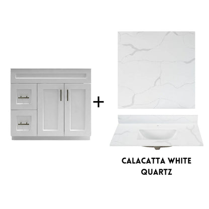 RTA White Shaker 36" Freestanding Bathroom Vanity Combo Base with Optional Quartz or Ceramic Countertop
