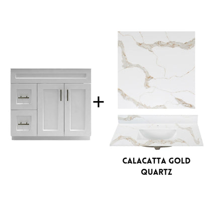 RTA White Shaker 36" Freestanding Bathroom Vanity Combo Base with Optional Quartz or Ceramic Countertop