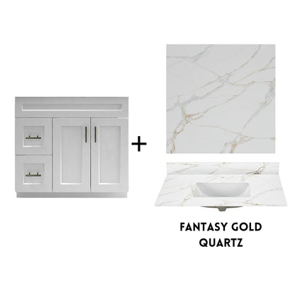 RTA White Shaker 36" Freestanding Bathroom Vanity Combo Base with Optional Quartz or Ceramic Countertop
