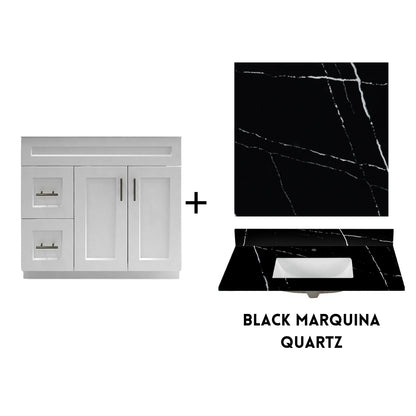 RTA White Shaker 36" Freestanding Bathroom Vanity Combo Base with Optional Quartz or Ceramic Countertop