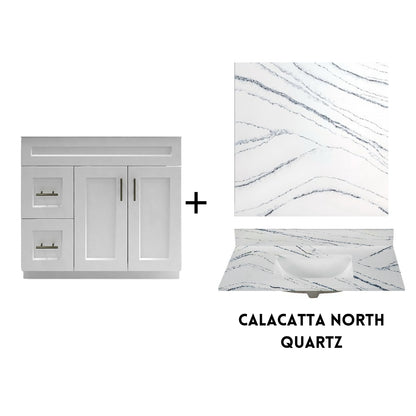 RTA White Shaker 36" Freestanding Bathroom Vanity Combo Base with Optional Quartz or Ceramic Countertop