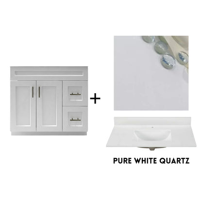 RTA White Shaker 36" Freestanding Bathroom Vanity Combo Base with Optional Quartz or Ceramic Countertop