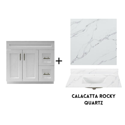 RTA White Shaker 36" Freestanding Bathroom Vanity Combo Base with Optional Quartz or Ceramic Countertop